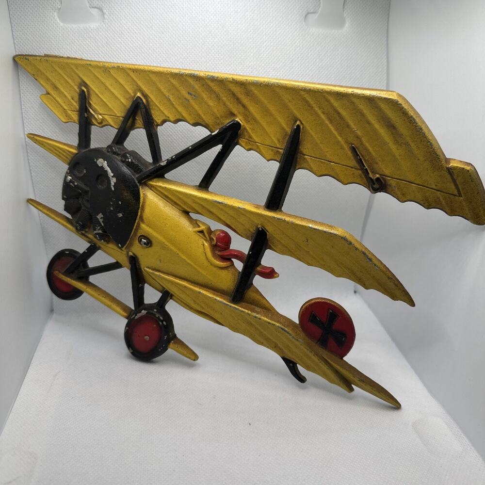HOMCO USA Metal Airplane Wall Decor 1232-BX-B Tri‑Wing War Plane Vintage 1975